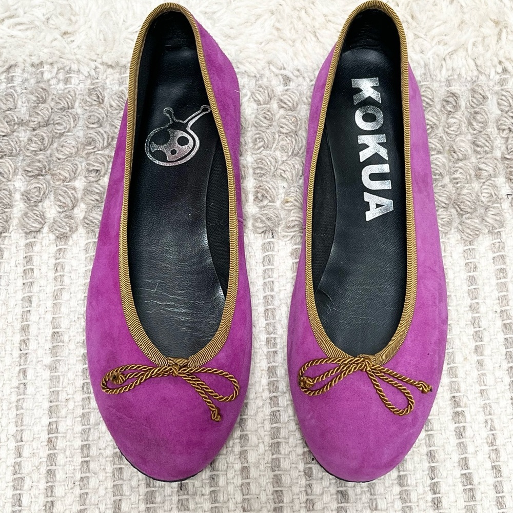 Purple Suede Ballerina Flats
